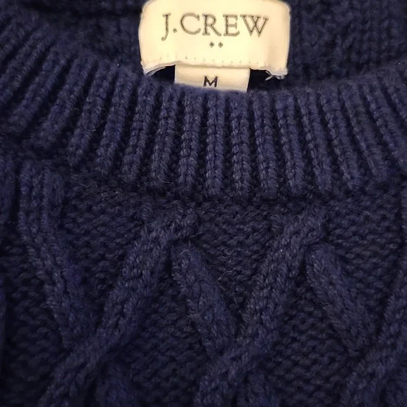 J.Crew Navy Cropped Thick Cotton Cable Knit Sweater Medium - Picture 6 of 6